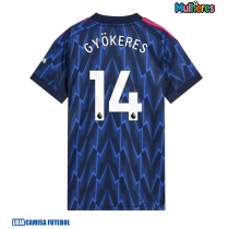 Camisa de Futebol Arsenal Viktor Gyokeres #14 Equipamento Secundário Mulheres 2025-26 Manga Curta